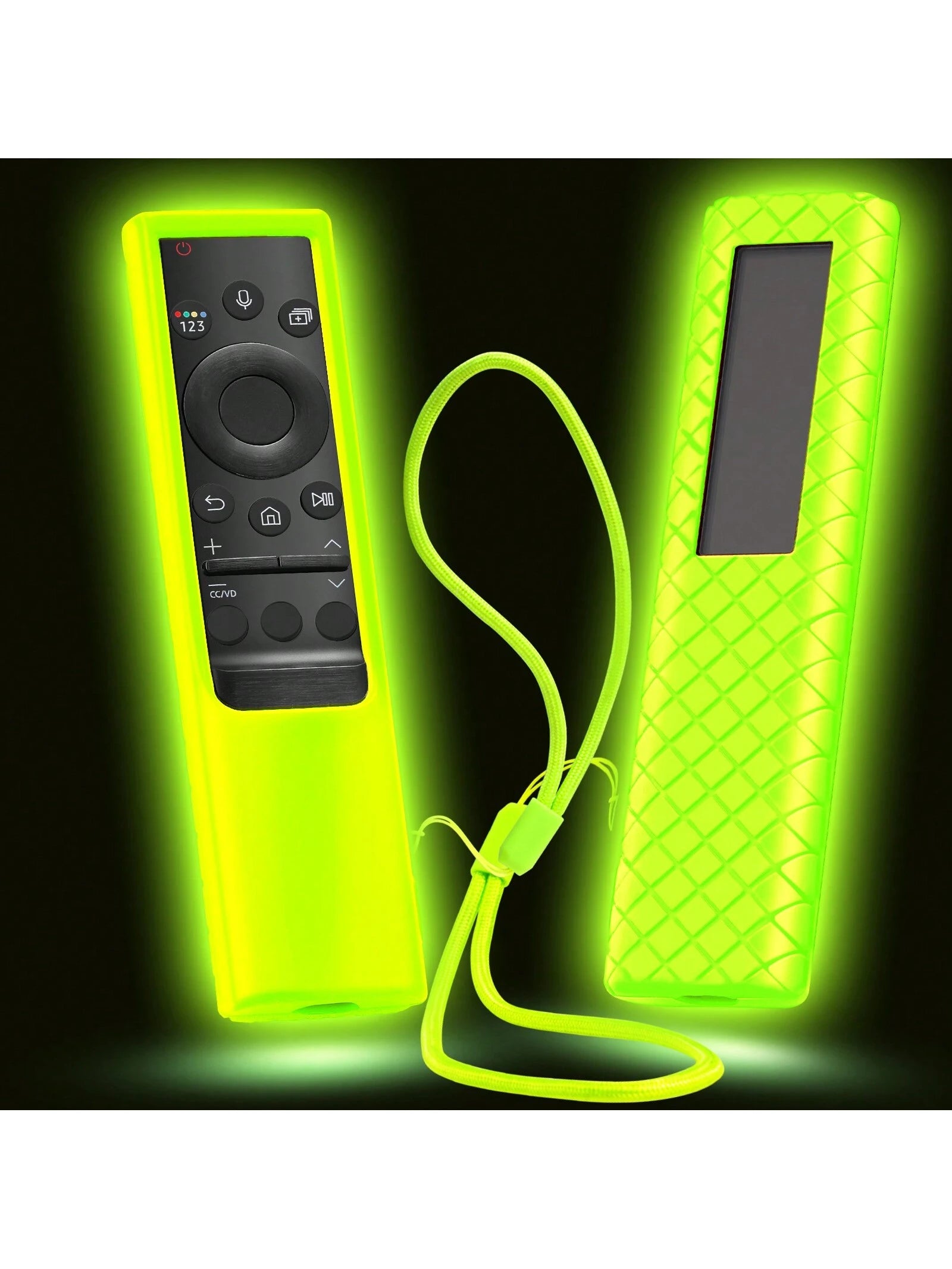1pc Silicone Protective Case, Compatible With Samsung Smart TV Remote (2021/2022 Models), Slip-Resistant With Lanyard, Glow-In-The-Dark