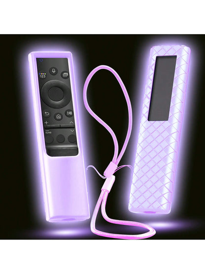 1pc Silicone Protective Case, Compatible With Samsung Smart TV Remote (2021/2022 Models), Slip-Resistant With Lanyard, Glow-In-The-Dark