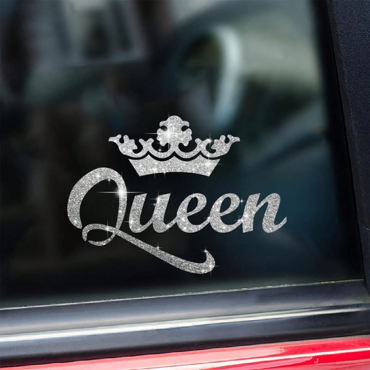1pc Silver Crown Queen Car Sticker, Rhinestone Shiny Fashionable Waterproof Vinyl Decal, Suitable For Car, Laptop, Cup, Window And More