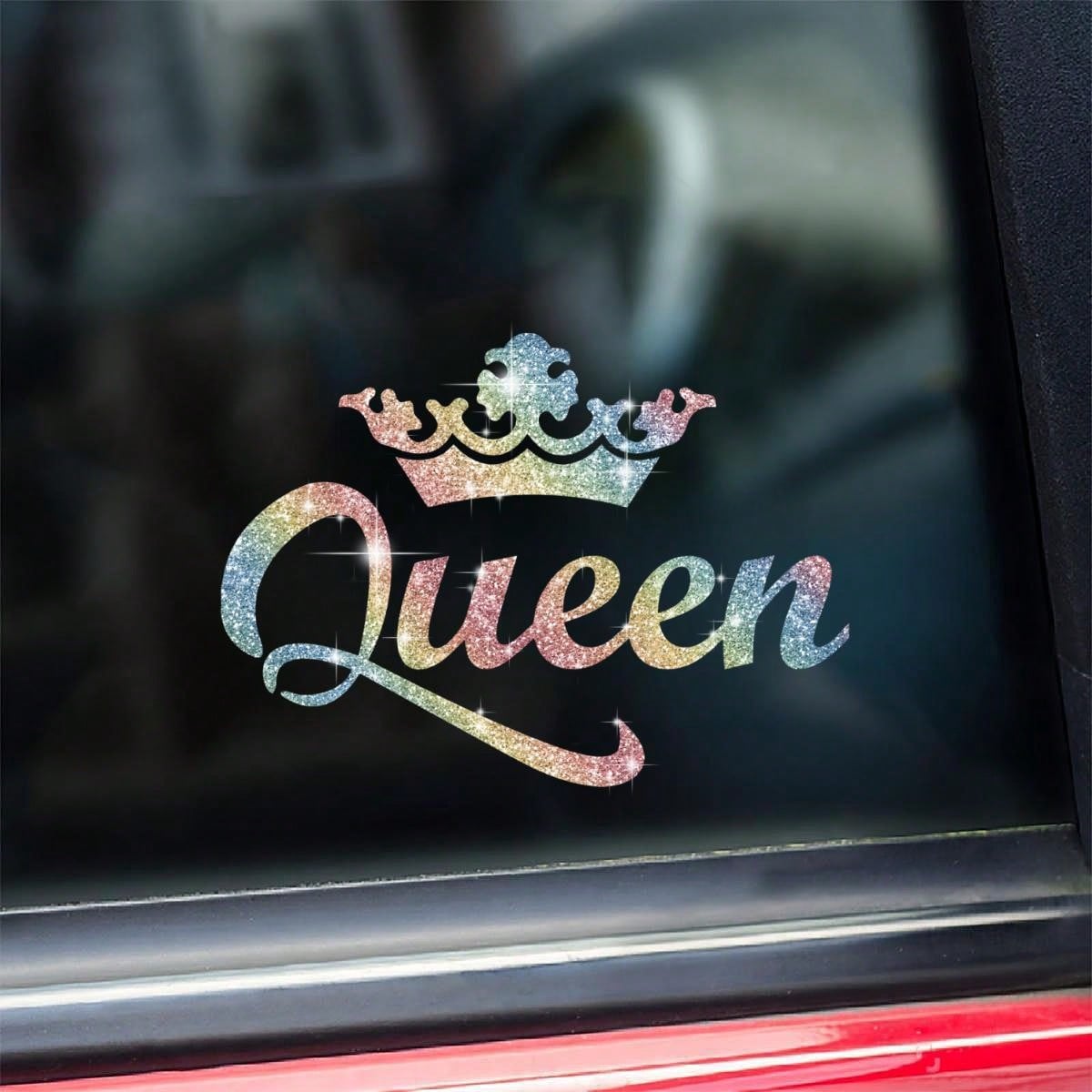 1pc Silver Crown Queen Car Sticker, Rhinestone Shiny Fashionable Waterproof Vinyl Decal, Suitable For Car, Laptop, Cup, Window And More