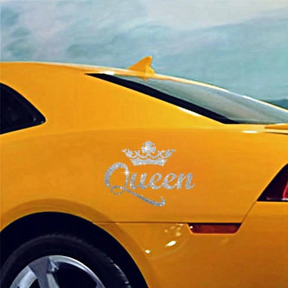 1pc Silver Crown Queen Car Sticker, Rhinestone Shiny Fashionable Waterproof Vinyl Decal, Suitable For Car, Laptop, Cup, Window And More