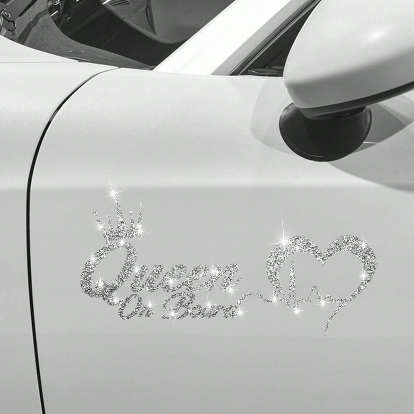 1pc Silver Crown Queen Car Sticker, Rhinestone Shiny Fashionable Waterproof Vinyl Decal, Suitable For Car, Laptop, Cup, Window And More