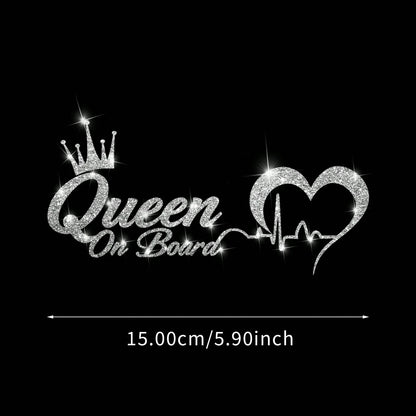 1pc Silver Crown Queen Car Sticker, Rhinestone Shiny Fashionable Waterproof Vinyl Decal, Suitable For Car, Laptop, Cup, Window And More