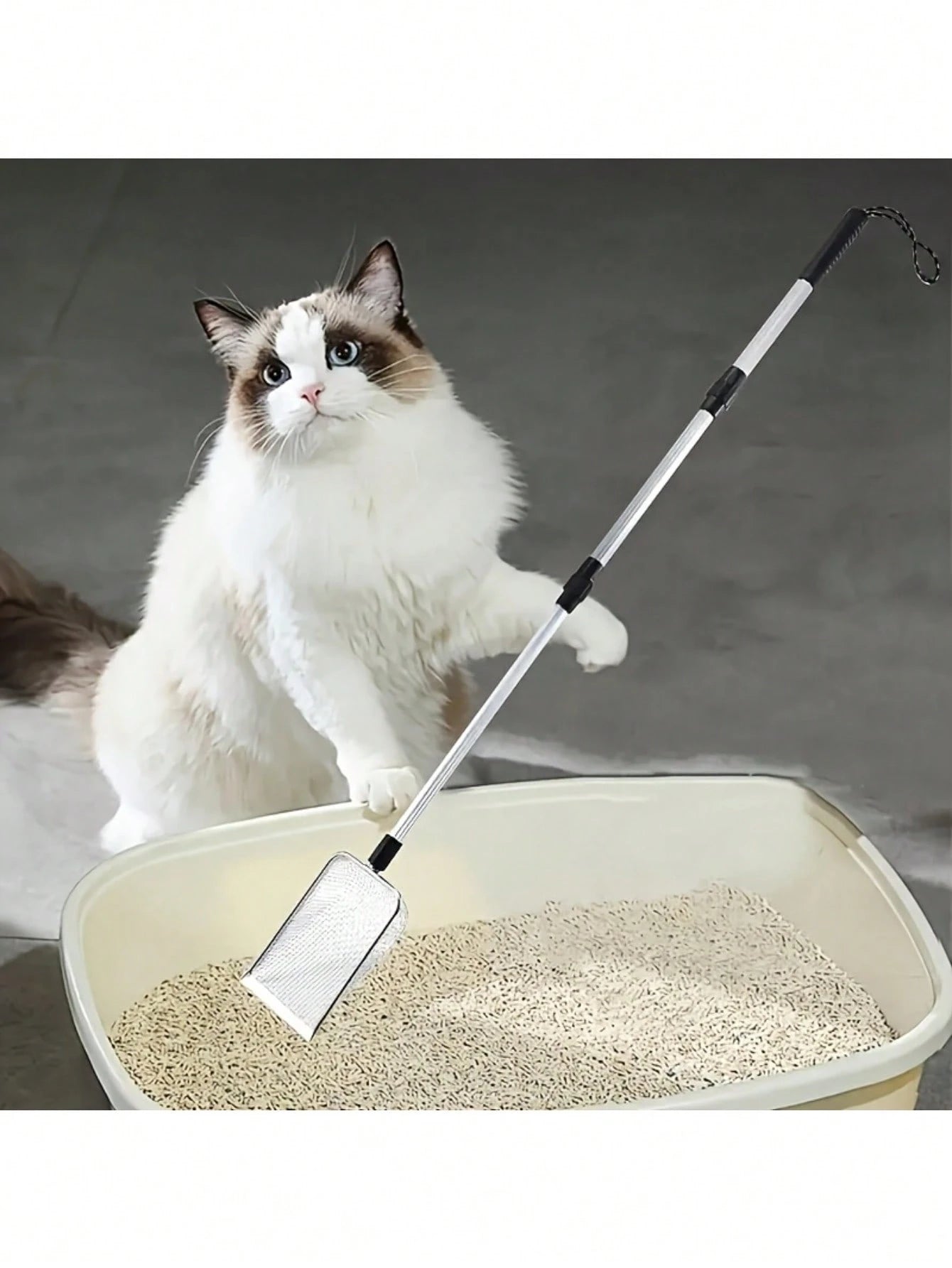 1pc Silver Large Beach Scoop, Shovel Sieve, Filter Debris, Telescopic Adjustable, Lightweight And Compact, Suitable For Adults And Children, Ergonomic Design, Garden Tool, Also For Pet Waste Cleanup