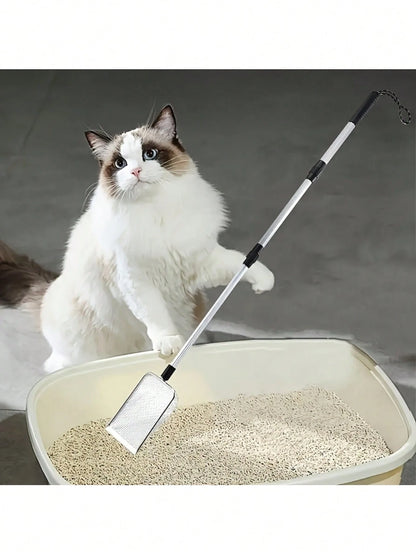 1pc Silver Large Beach Scoop, Shovel Sieve, Filter Debris, Telescopic Adjustable, Lightweight And Compact, Suitable For Adults And Children, Ergonomic Design, Garden Tool, Also For Pet Waste Cleanup