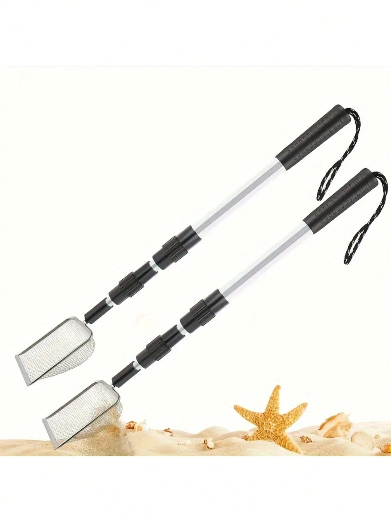 1pc Silver Large Beach Scoop, Shovel Sieve, Filter Debris, Telescopic Adjustable, Lightweight And Compact, Suitable For Adults And Children, Ergonomic Design, Garden Tool, Also For Pet Waste Cleanup