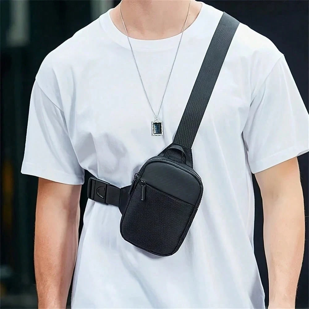 1pc Simple And Casual Men's Chest Bag, Lightweight And Compact With Zipper, Adjustable Shoulder Strap, Suitable For Outdoor Activities, Cycling, Shopping, Can Hold Mobile Phones And Valuable Items, Su