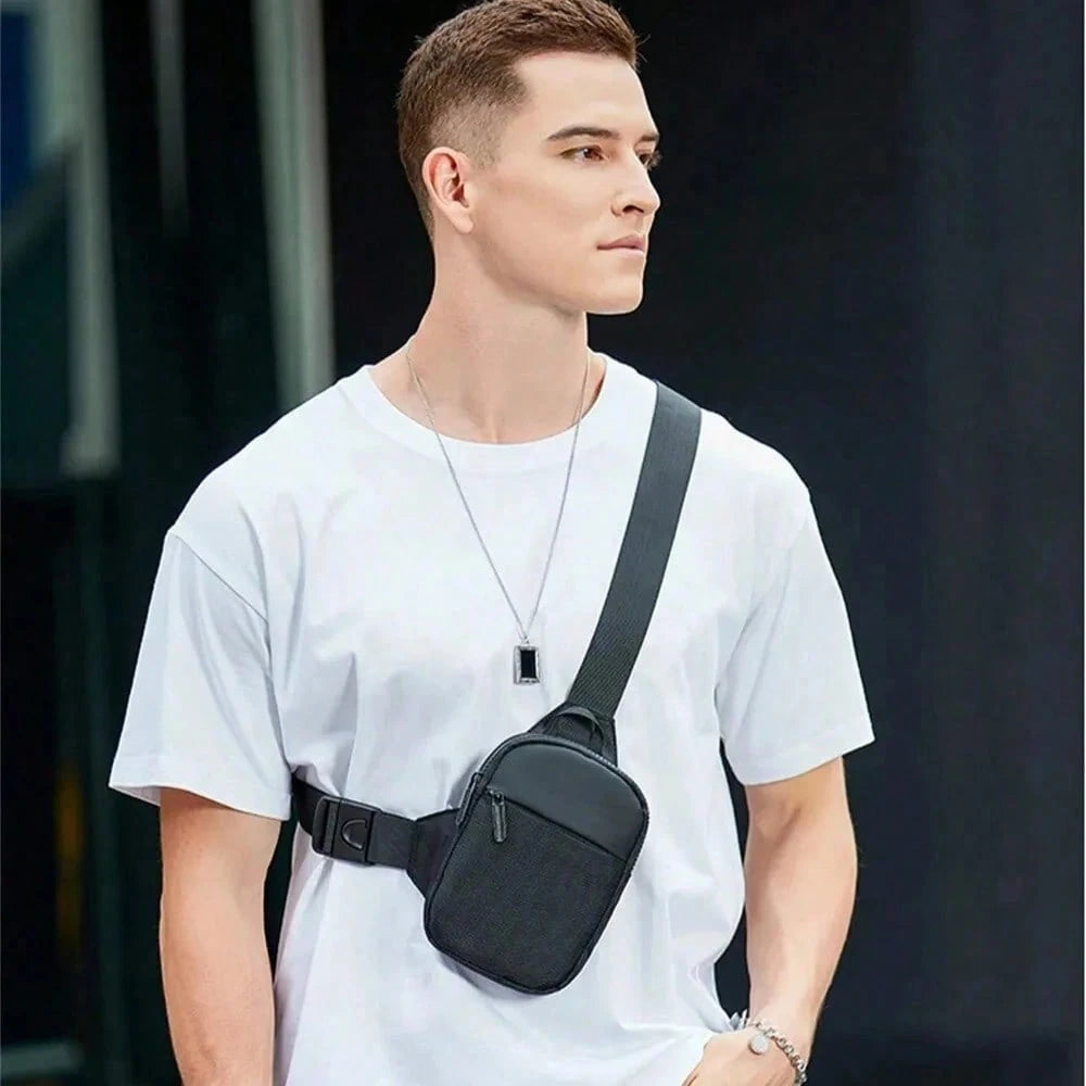 1pc Simple And Casual Men's Chest Bag, Lightweight And Compact With Zipper, Adjustable Shoulder Strap, Suitable For Outdoor Activities, Cycling, Shopping, Can Hold Mobile Phones And Valuable Items, Su