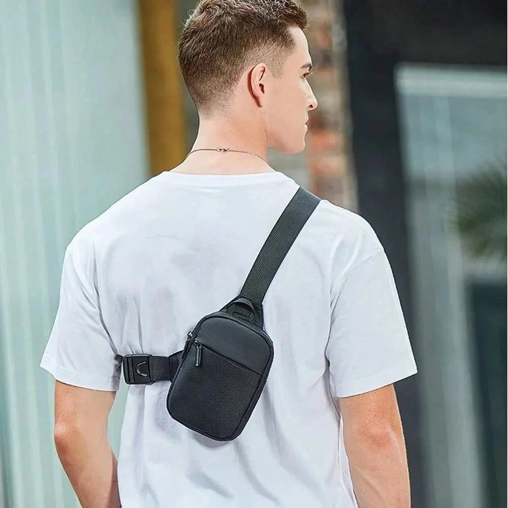 1pc Simple And Casual Men's Chest Bag, Lightweight And Compact With Zipper, Adjustable Shoulder Strap, Suitable For Outdoor Activities, Cycling, Shopping, Can Hold Mobile Phones And Valuable Items, Su