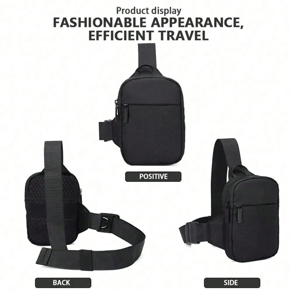 1pc Simple And Casual Men's Chest Bag, Lightweight And Compact With Zipper, Adjustable Shoulder Strap, Suitable For Outdoor Activities, Cycling, Shopping, Can Hold Mobile Phones And Valuable Items, Su
