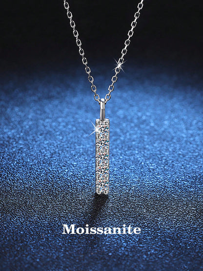 1pc Simple And Versatile 925 Silver 0.5ct Moissanite Pendant Necklace, Suitable For Women's Daily Wear, Anniversary And Jewelry Gift