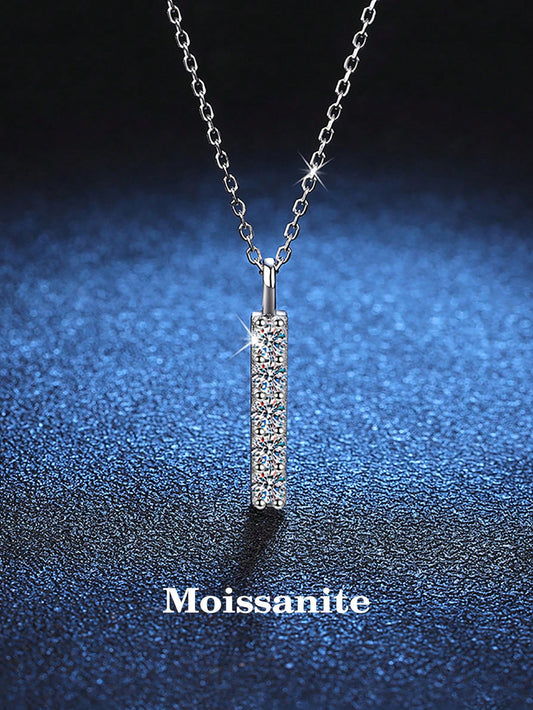 1pc Simple And Versatile 925 Silver 0.5ct Moissanite Pendant Necklace, Suitable For Women's Daily Wear, Anniversary And Jewelry Gift
