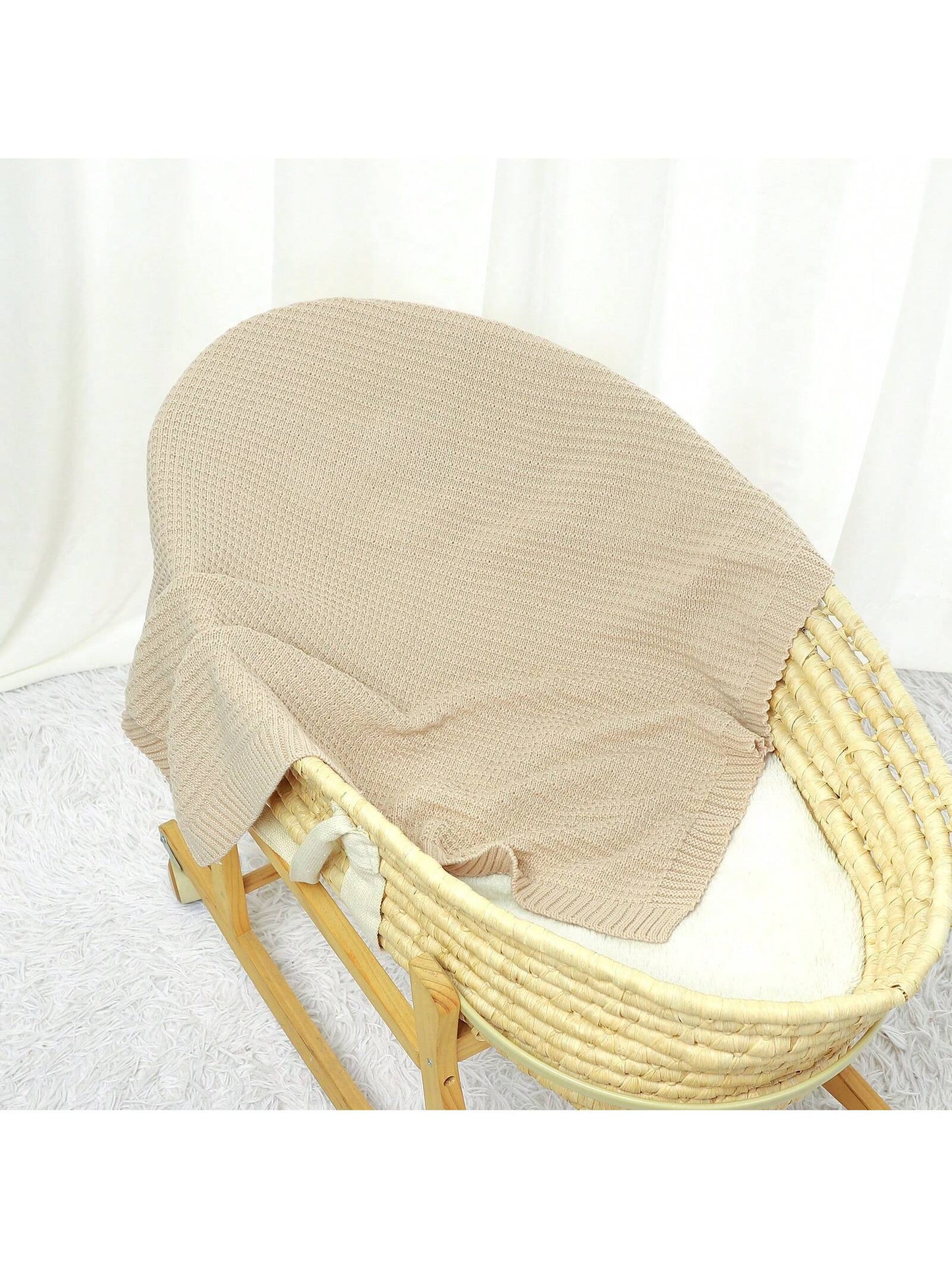 1pc Simple Knitted Baby Blanket, Multi-Season Car/Stroller Wrap Throw Love Valentine