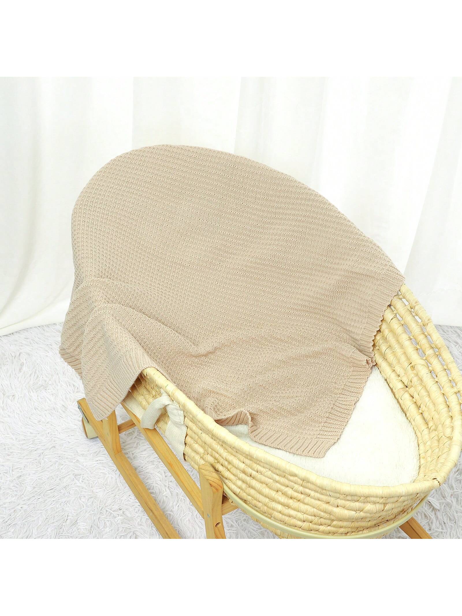 1pc Simple Knitted Baby Blanket, Multi-Season Car/Stroller Wrap Throw Love Valentine