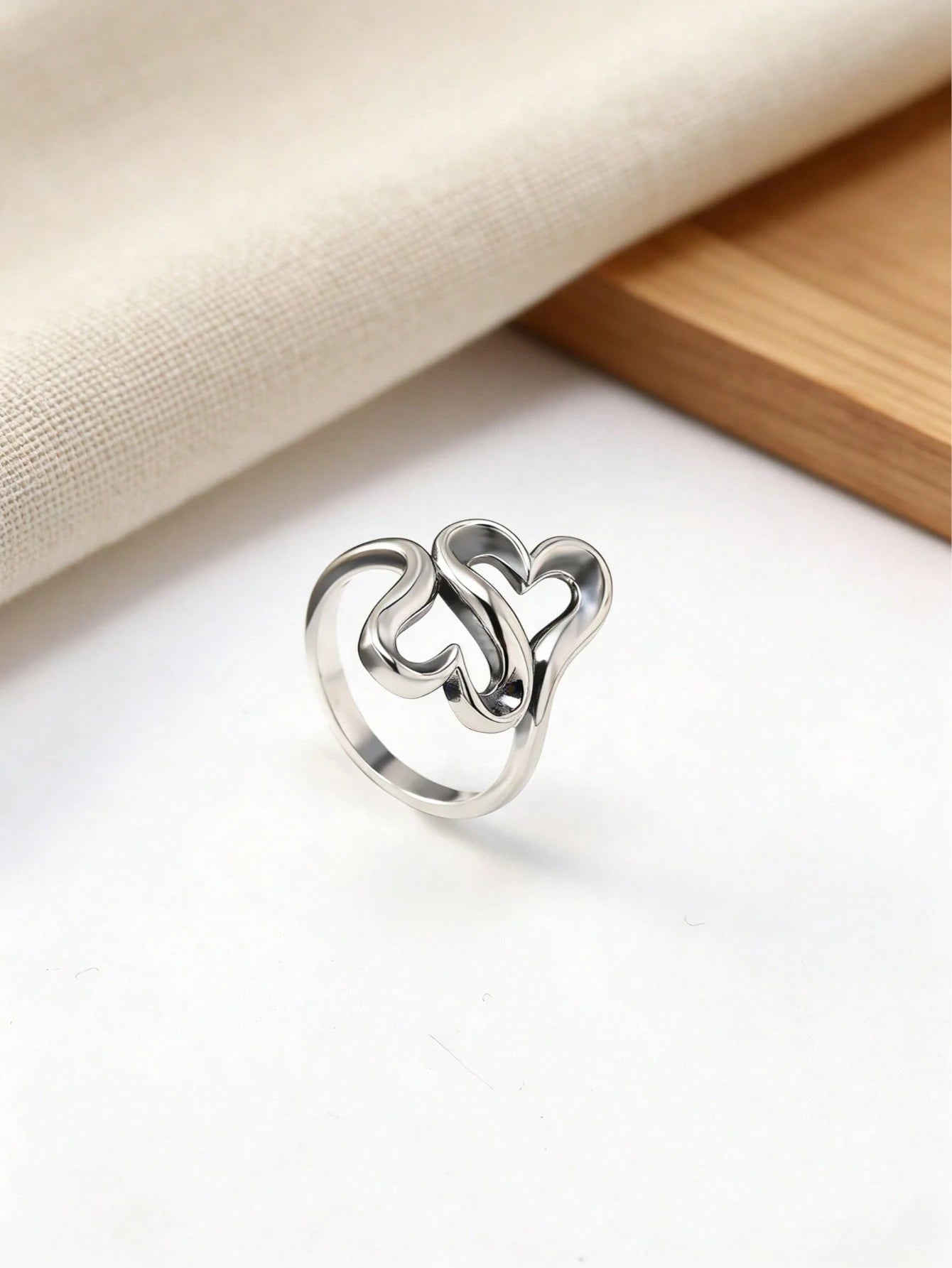 1pc Simple Unique 925 Hot Selling Sterling Silver Heart To Heart Ring Adorned Hearts Ring Light Cable Chain Bohemian Style High-End Light Luxury DIY Pendant Women Fine Jewelry Valentine's Day Gifts JA