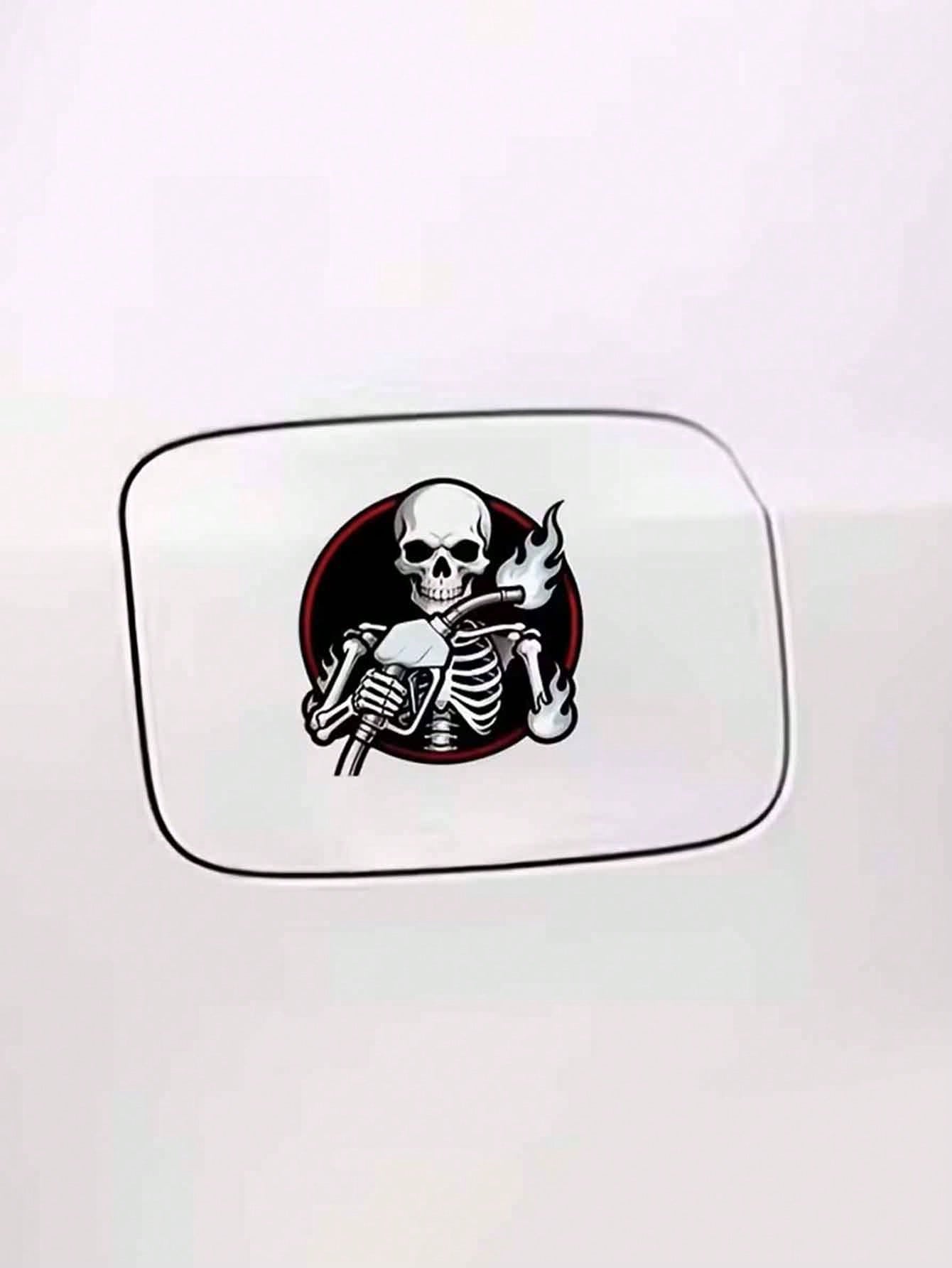 1pc Skeleton Hand Holding Burning Oil Pump Creative Fuel Tank Cap Sticker, Personalized Cool Decorative Decal, Waterproof Durable Sticker For Car, Truck, Motorcycle