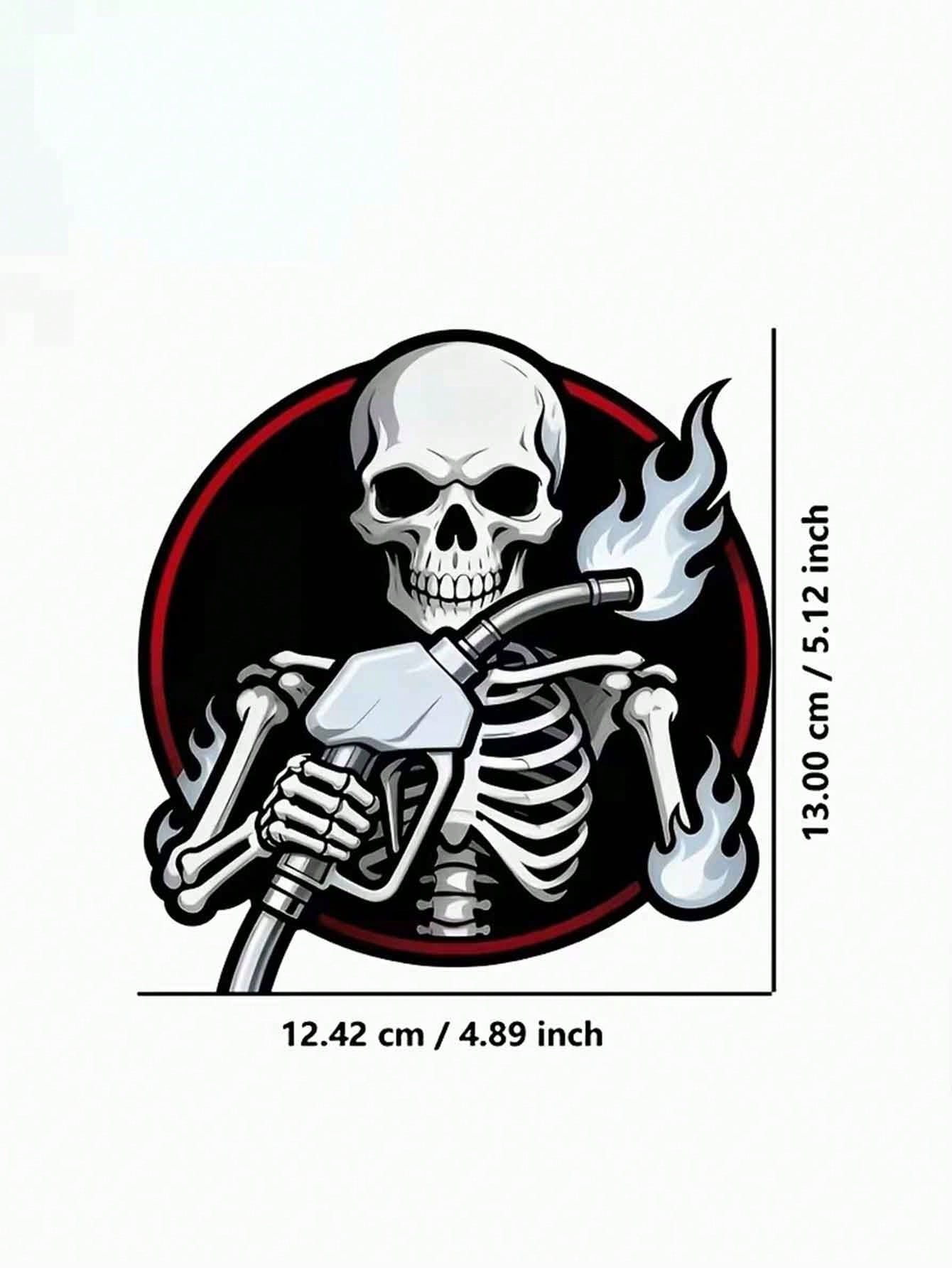 1pc Skeleton Hand Holding Burning Oil Pump Creative Fuel Tank Cap Sticker, Personalized Cool Decorative Decal, Waterproof Durable Sticker For Car, Truck, Motorcycle