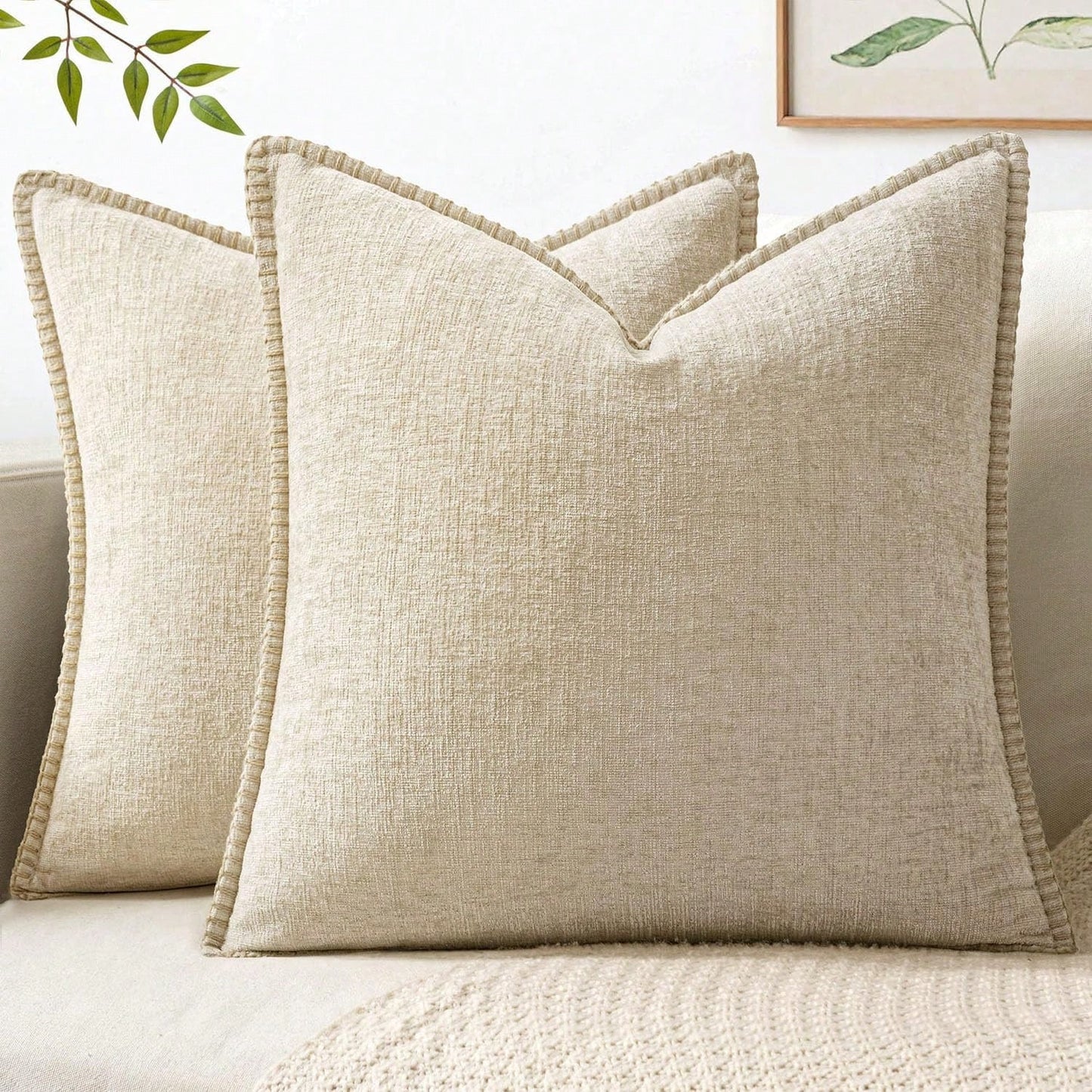 1pc Soft & Comfortable Beige Sherpa Pillow Cover With Sewn Edges, Suitable For Sofa And Bed, Spring/Summer