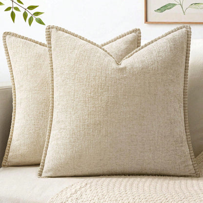 1pc Soft & Comfortable Beige Sherpa Pillow Cover With Sewn Edges, Suitable For Sofa And Bed, Spring/Summer