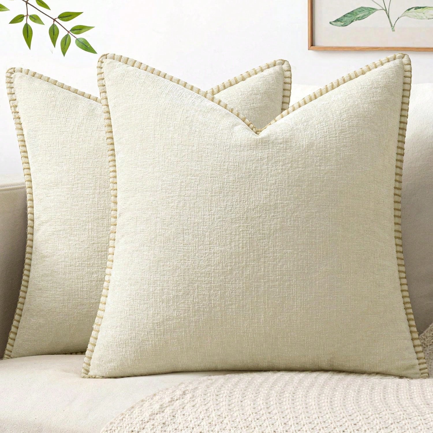 1pc Soft & Comfortable Beige Sherpa Pillow Cover With Sewn Edges, Suitable For Sofa And Bed, Spring/Summer