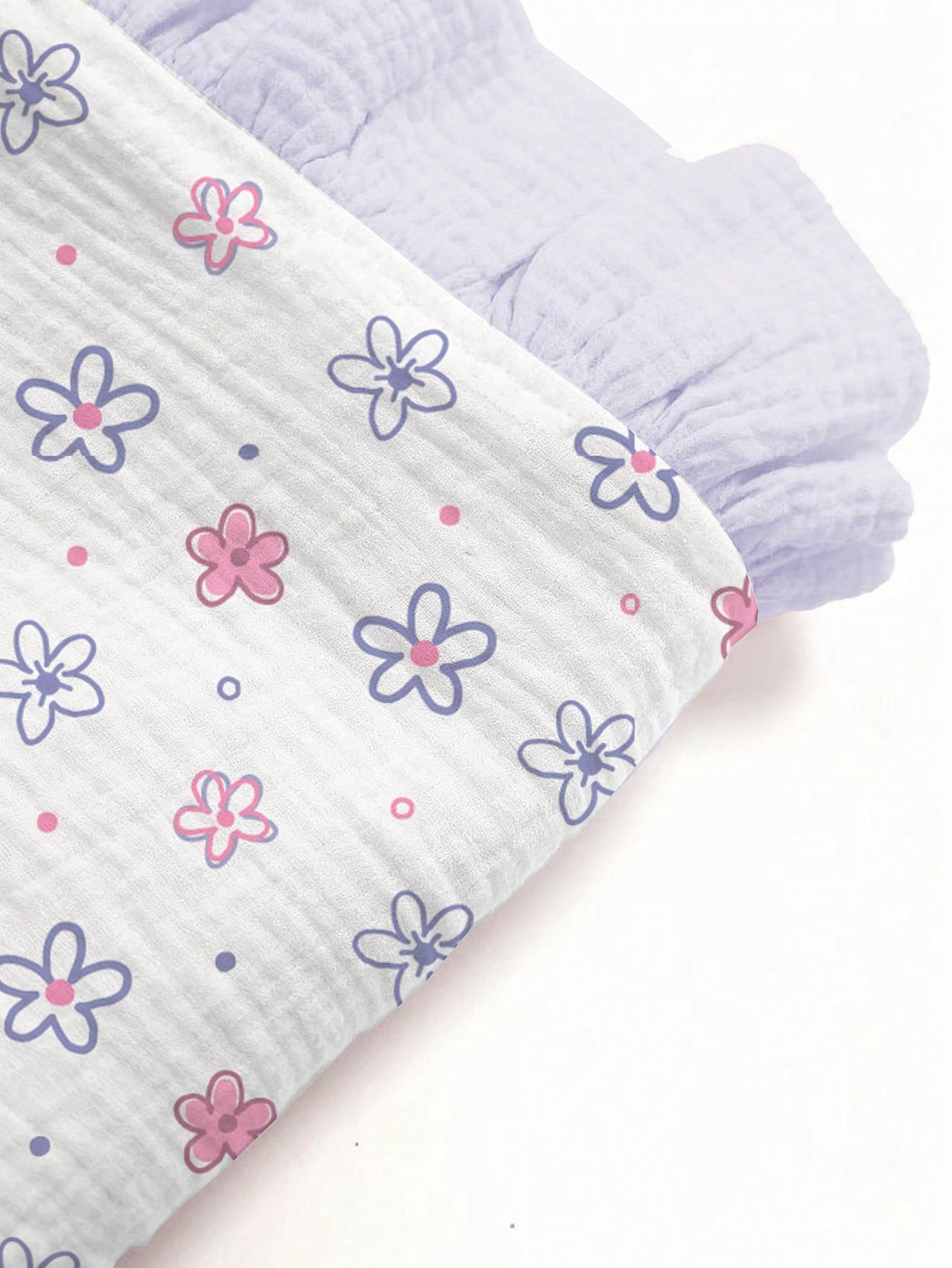 1pc Soft Cotton Floral Baby Blanket, Sweet Ruffle Edge Infant Cotton Blanket