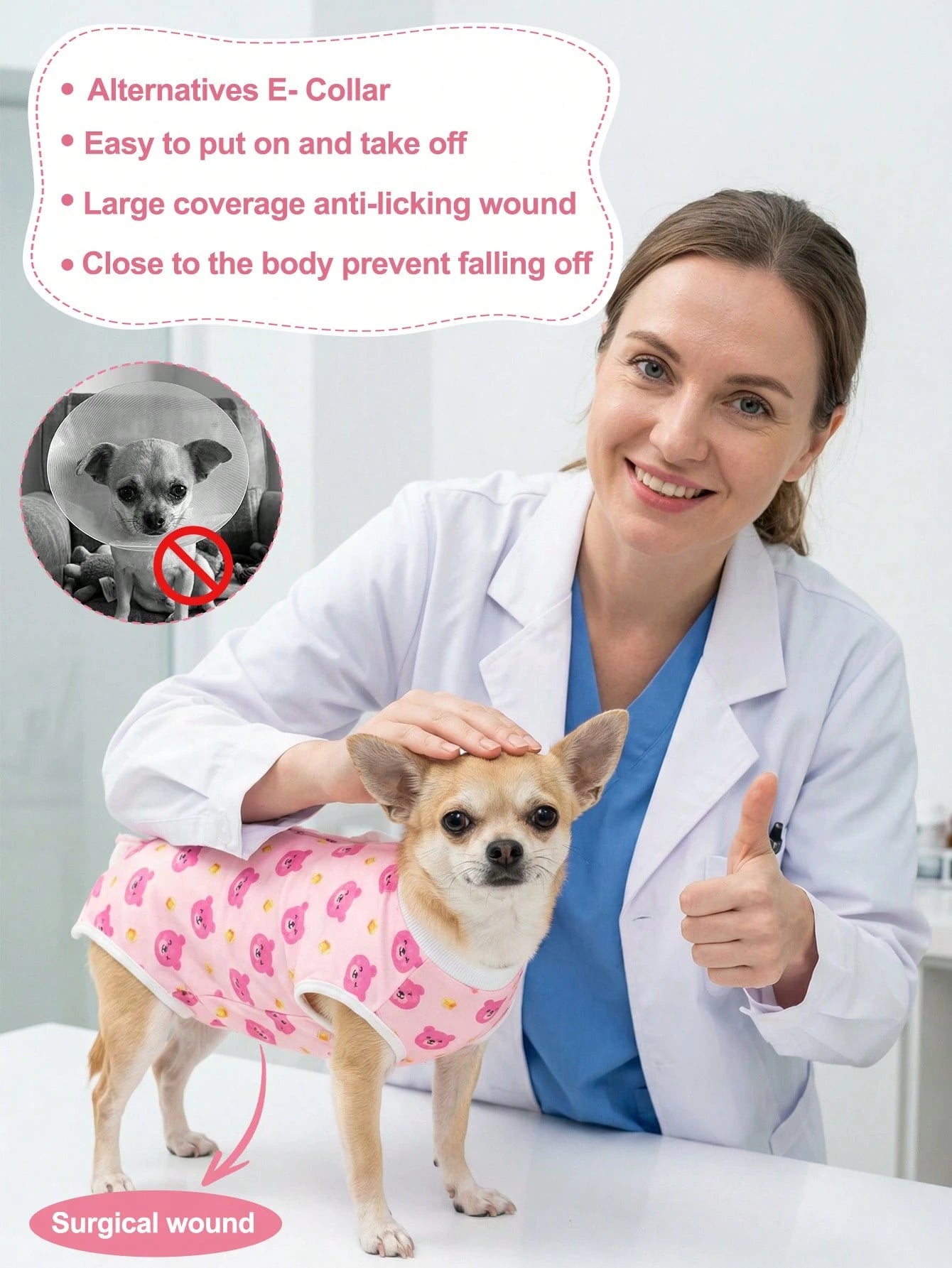 1pc Soft & Lightweight Dog Spay/Neuter Recovery Suit, Anti-Licking, Suitable For Female & Male Dogs After Surgery Or Weaning Period