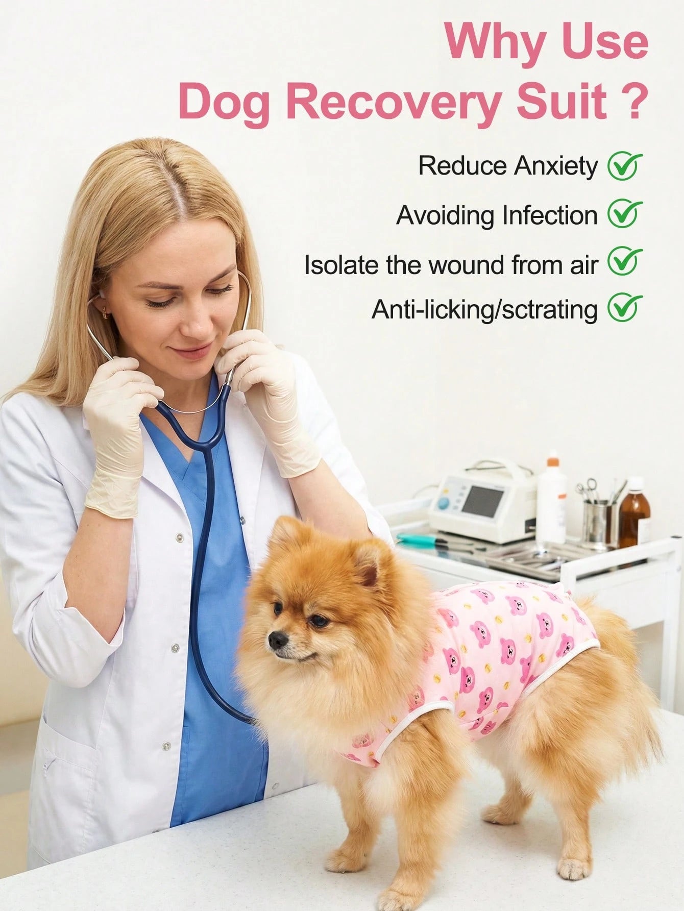 1pc Soft & Lightweight Dog Spay/Neuter Recovery Suit, Anti-Licking, Suitable For Female & Male Dogs After Surgery Or Weaning Period
