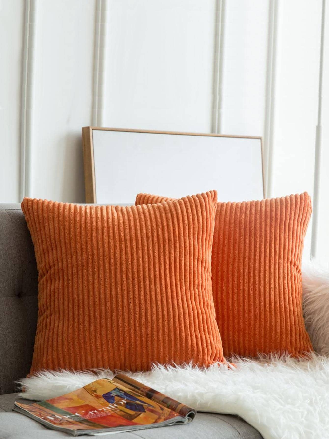 1pc Solid Color Cushion Cover Without Filler, Modern Woven Fabric Throw Pillow Cover For Household