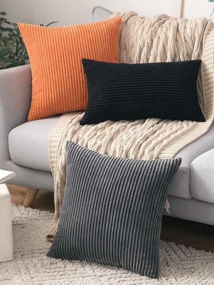 1pc Solid Color Cushion Cover Without Filler, Modern Woven Fabric Throw Pillow Cover For Household