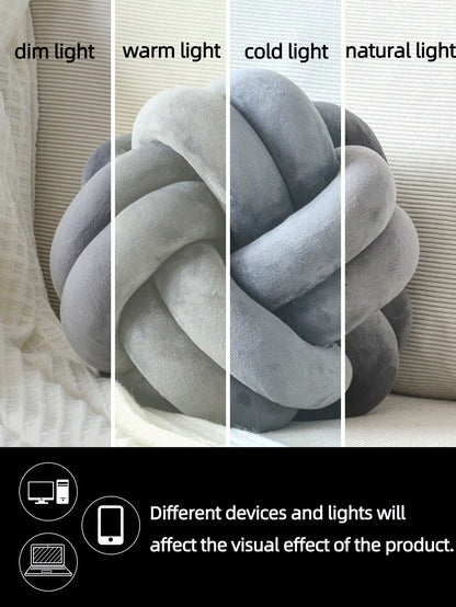 1pc Solid Color Versatile Eight-Faced Plush Ball Decorative Throw Pillow, Living Room, Sofa, Coffee Table, Bedroom Decor