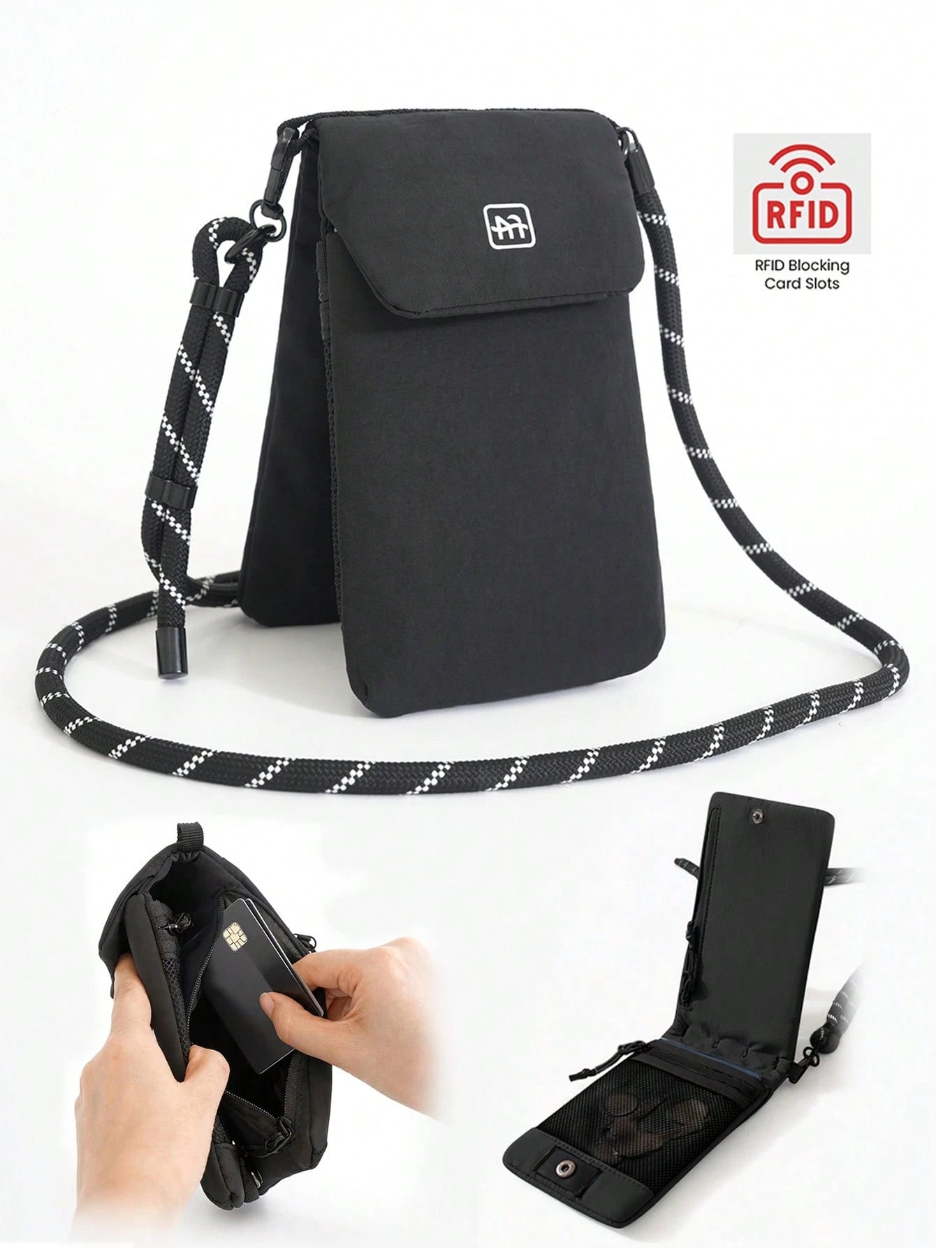 1pc Solid Color Zipper Phone Storage Bag, Multifunctional Crossbody Bag, Ultra-Lightweight Portable Storage Bag, Camping Essential, Camping Gear, Hiking Accessory, Holiday Beach Weekend Bag, Beach Bag