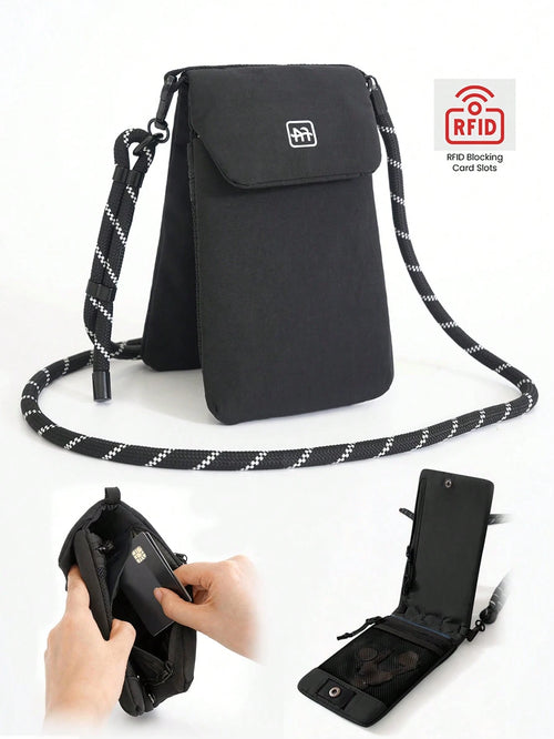 1pc Solid Color Zipper Phone Storage Bag, Multifunctional Crossbody Bag, Ultra-Lightweight Portable Storage Bag, Camping Essential, Camping Gear, Hiking Accessory, Holiday Beach Weekend Bag, Beach Bag