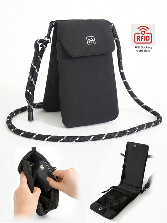 1pc Solid Color Zipper Phone Storage Bag, Multifunctional Crossbody Bag, Ultra-Lightweight Portable Storage Bag, Camping Essential, Camping Gear, Hiking Accessory, Holiday Beach Weekend Bag, Beach Bag