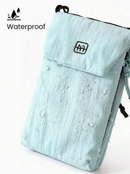1pc Solid Color Zipper Phone Storage Bag, Multifunctional Crossbody Bag, Ultra-Lightweight Portable Storage Bag, Camping Essential, Camping Gear, Hiking Accessory, Holiday Beach Weekend Bag, Beach Bag