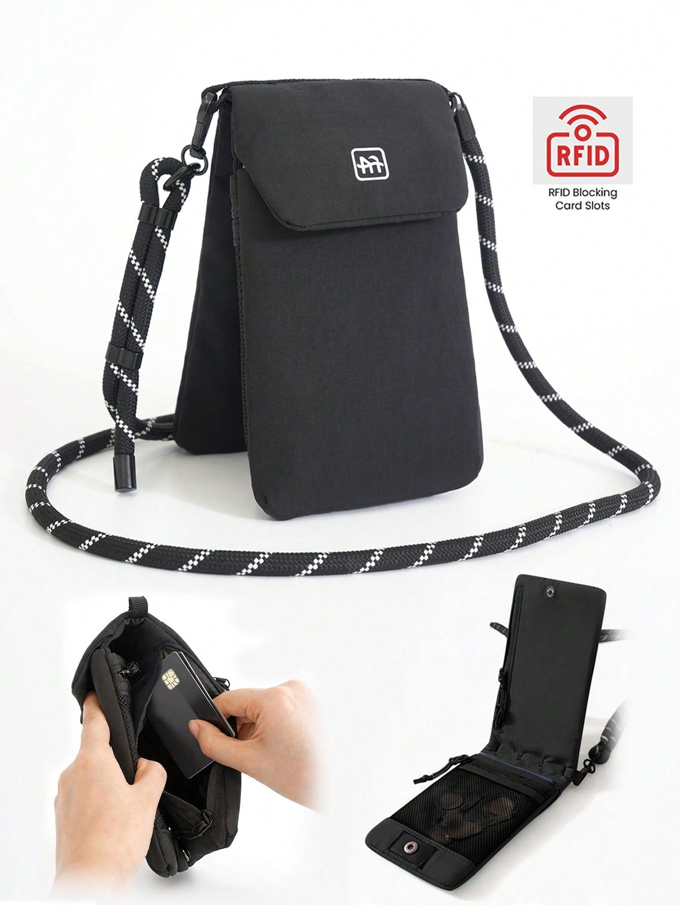 1pc Solid Color Zipper Phone Storage Bag, Multifunctional Crossbody Bag, Ultra-Lightweight Portable Storage Bag, Camping Essential, Camping Gear, Hiking Accessory, Holiday Beach Weekend Bag, Beach Bag