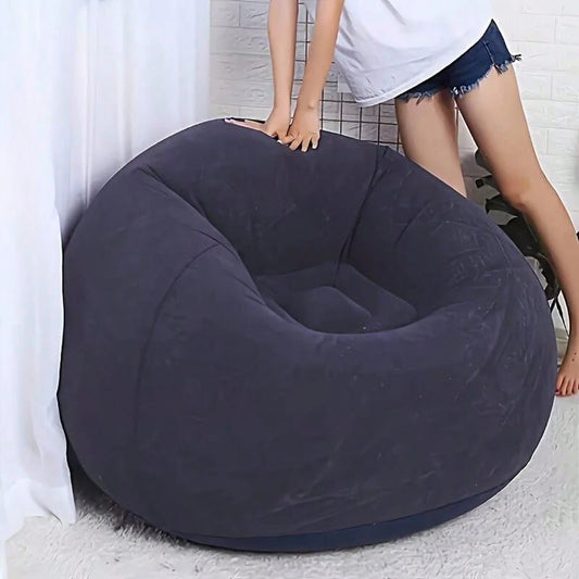 1pc Soybean Bag Chair, Inflatable Sofa Chair, Soft, Comfortable, Outdoor, Lazy Seat, Tatami Chair, Sofa Cover, Lazy Sofa, Circular Single Sofa, Living Room, Office Lunch Break, Outdoor Picnic Camping