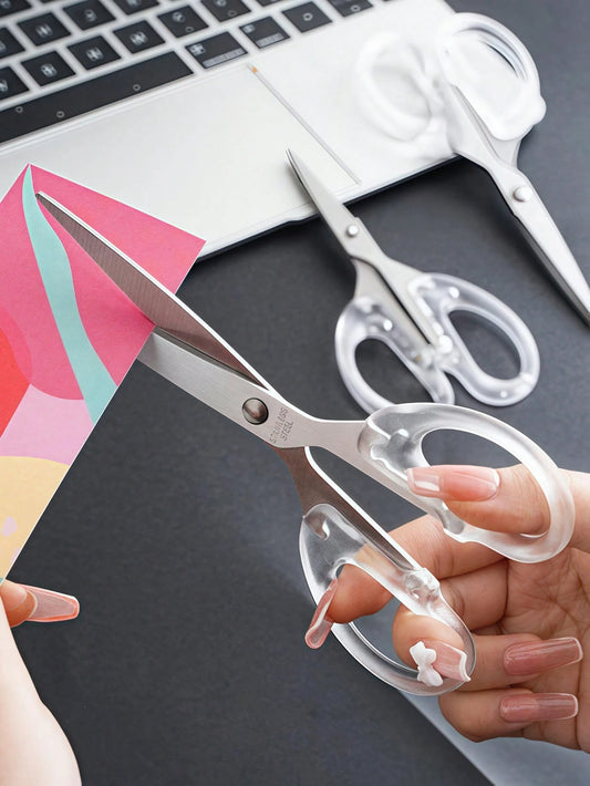 1pc Stainless Steel Clear Scissors, Simple Multi-Purpose Art Scissors For Office, School, Home Back To School