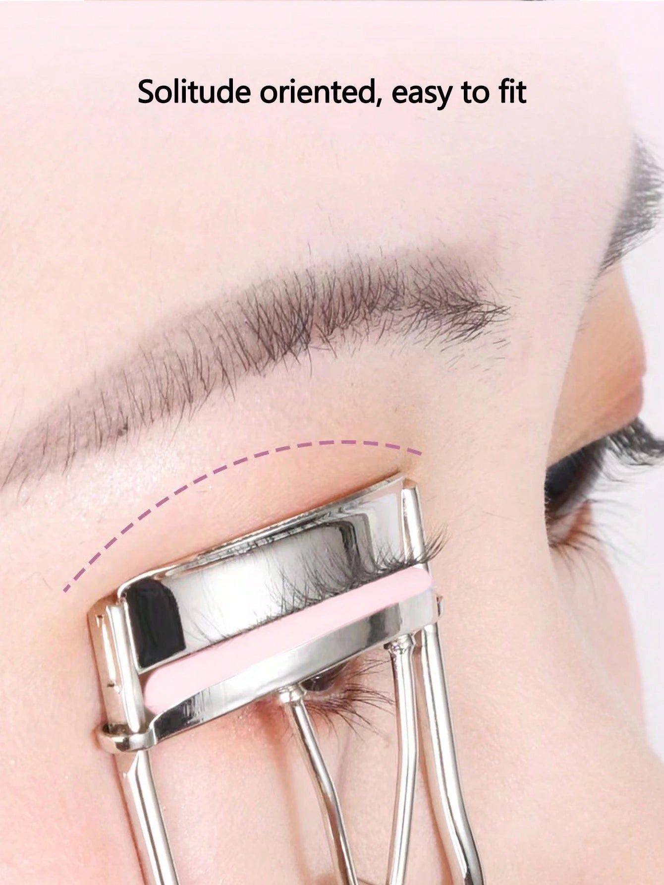 1pc Stainless Steel Eyelash Curler, Mascara Curling Tool, False Eyelash Assistor, Makeup Broad Curved Cosmetic Accessory, Soft Material, Long-Lasting, Comfortable And Easy To Use,Makeup,Cheap,Room Dec
