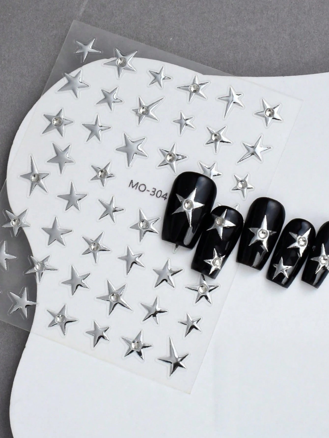 1pc Star Sticker Face Jewelry, Metallic Silver Color With Rhinestone Five-Pointed Star Face Sticker, Suitable For Music Festival Makeup, Sparkling And Versatile For Y2K, Kpop, Carnival, Face Decoratio