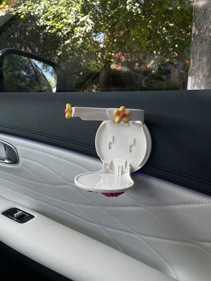 1pc Super Cool Lightning Heart Car Cup Holder, Foldable Cup Holder For Milk Tea, Coffee, Drinks, Silicone Lightning Heart Resin Flower Accessory, Car Door Side Storage, No-Drill Car Interior Coffee Ho