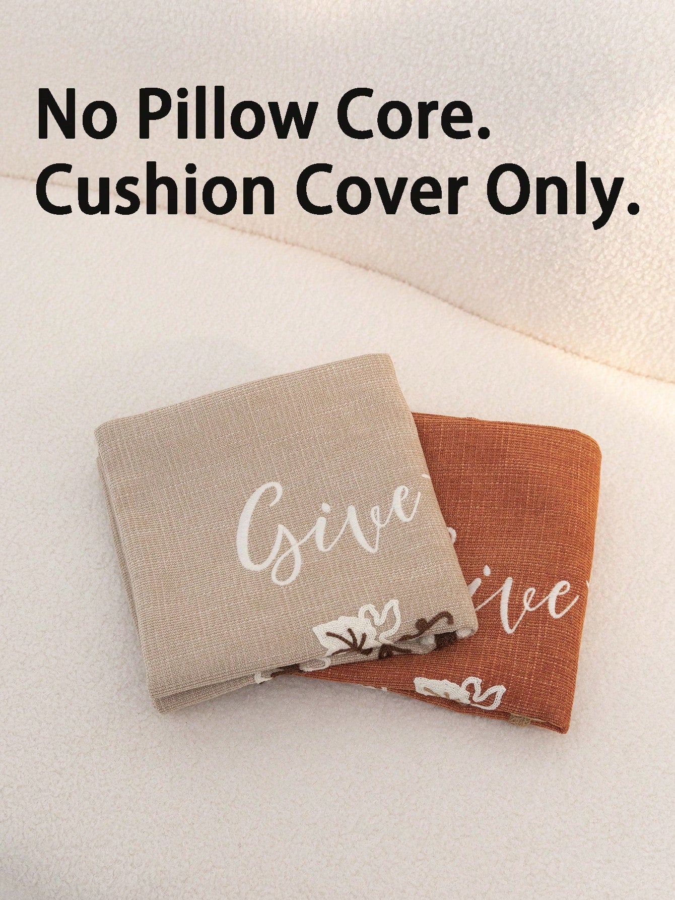 1pc Thanksgiving Khaki Pumpkin Embroidered Pillow Case, Thanksgiving Give Thanks Pillow Cover, Suitable For Indoor Decoration, Thanksgiving Decor, All Season Pillow Case, Without Insert