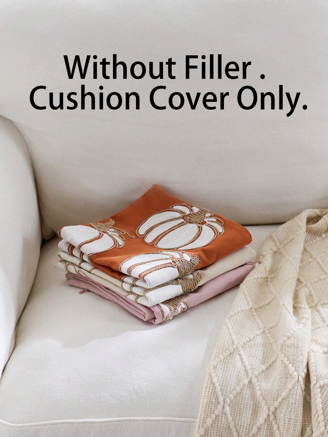 1pc Thanksgiving Pumpkin Embroidered Pillow Case, Suitable For Indoor Decoration, Thanksgiving Decor, All-Season Pillow Case, Without Insert