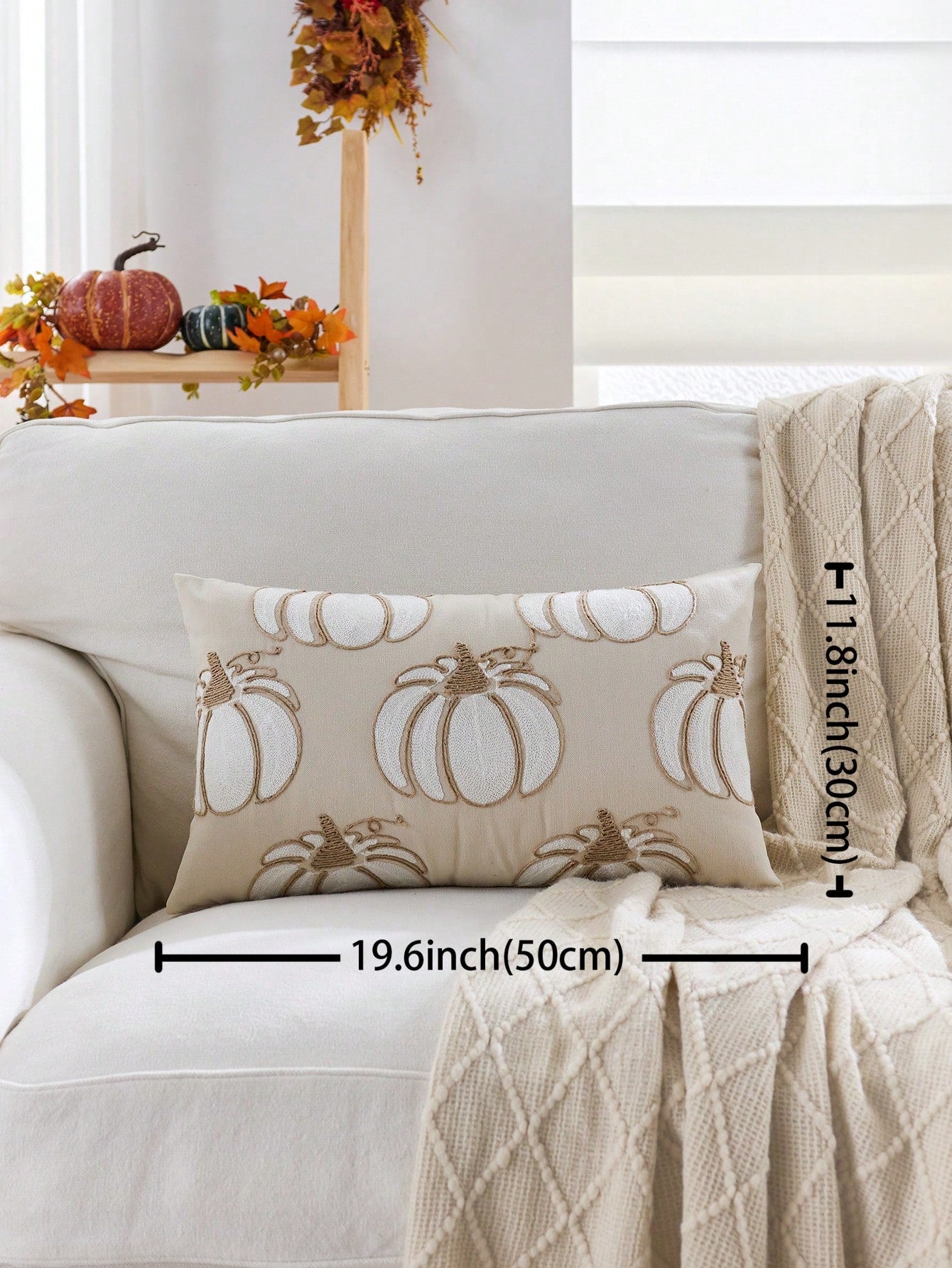 1pc Thanksgiving Pumpkin Embroidered Pillow Case, Suitable For Indoor Decoration, Thanksgiving Decor, All-Season Pillow Case, Without Insert