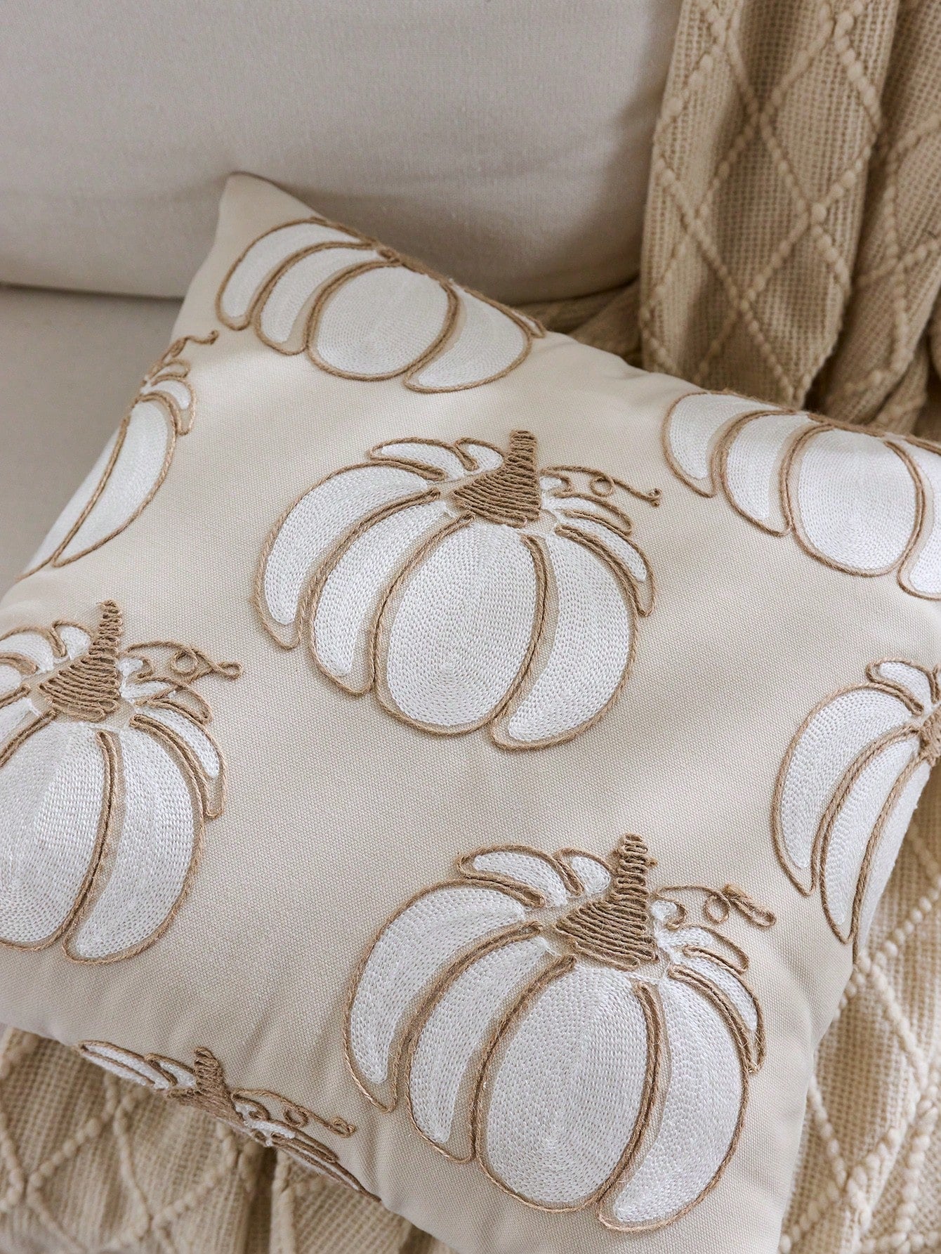 1pc Thanksgiving Pumpkin Embroidered Pillow Case, Suitable For Indoor Decoration, Thanksgiving Decor, All-Season Pillow Case, Without Insert