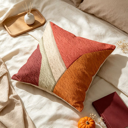 1PC Throw Pillow Cover,Orange Red Geometric Splicing Print,Minimalist Modern Style,For Window Nook Living Room Sofa Decor
