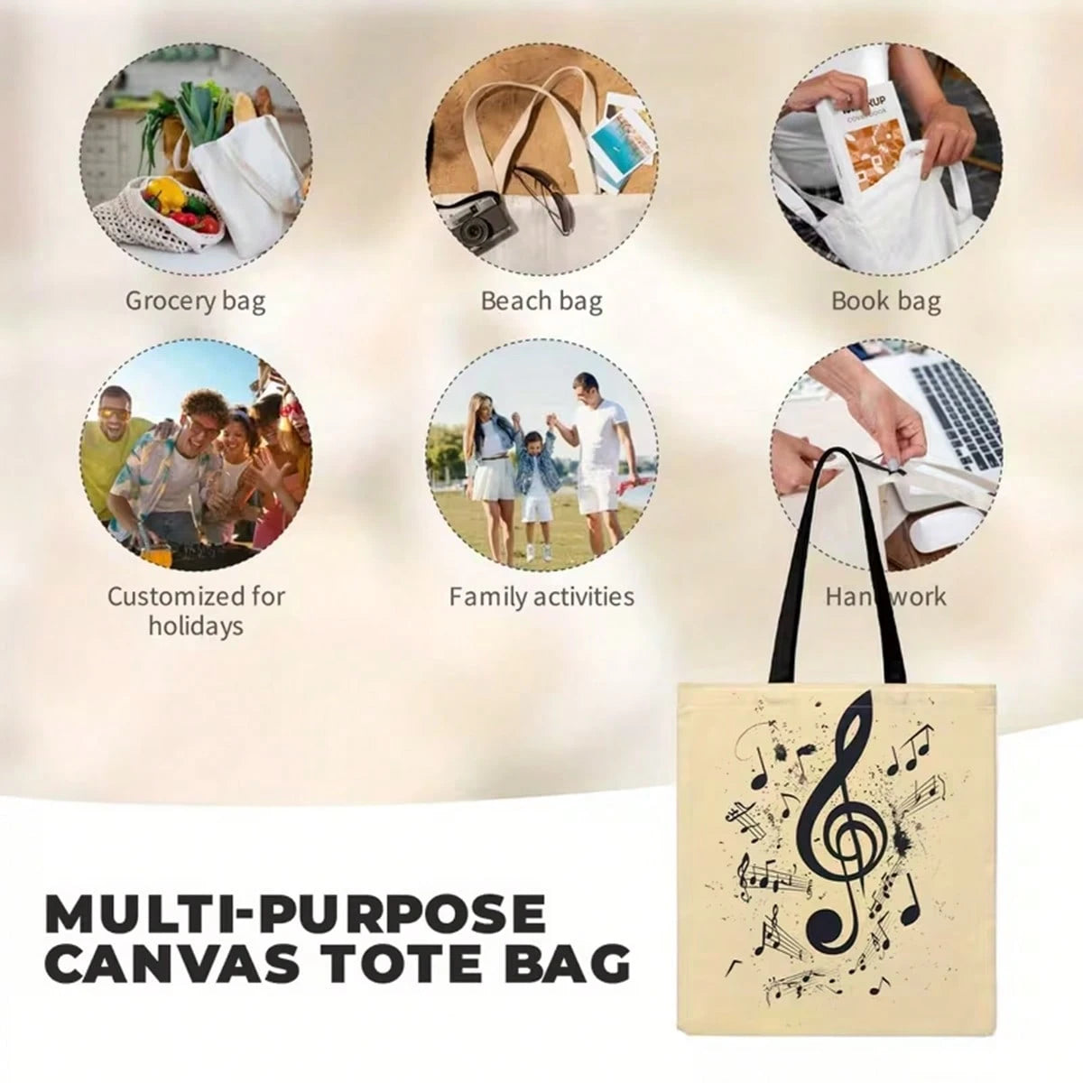 1pc[ Tomato Canvas Tote Bag] Cute Colorful Tomato Pattern Canvas Tote Bag Reusable Grocery Bag, Durable Polyester Canvas For Shopping, Beach, Commuting| Leak-Proof Stylish Summer Gift For Women