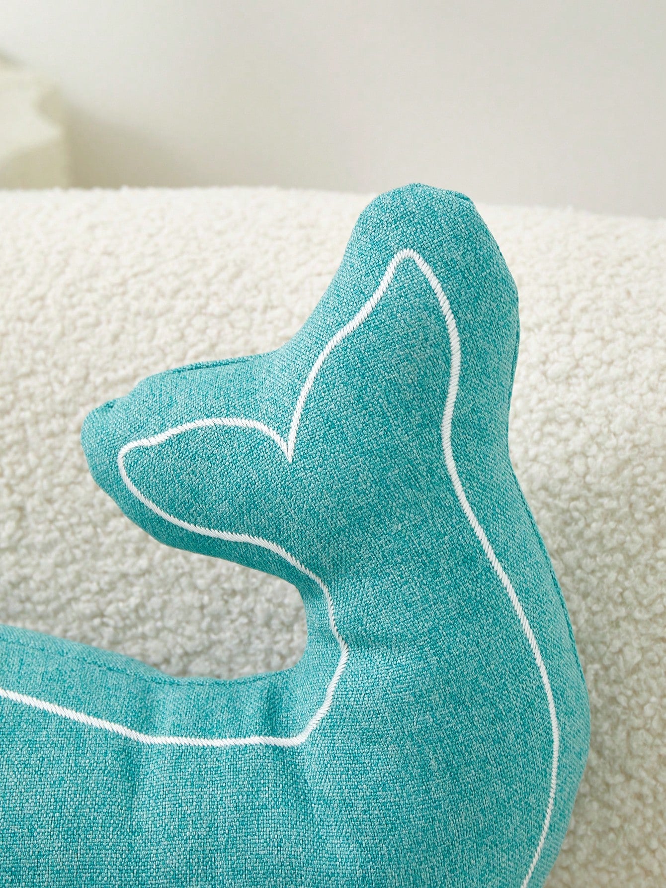1pc Turquoise Blue Whale Embroidered Shaped Decorative Pillowcase, Suitable For Indoor Decor, Seasonless Shaped Pillowcase, Without Insert