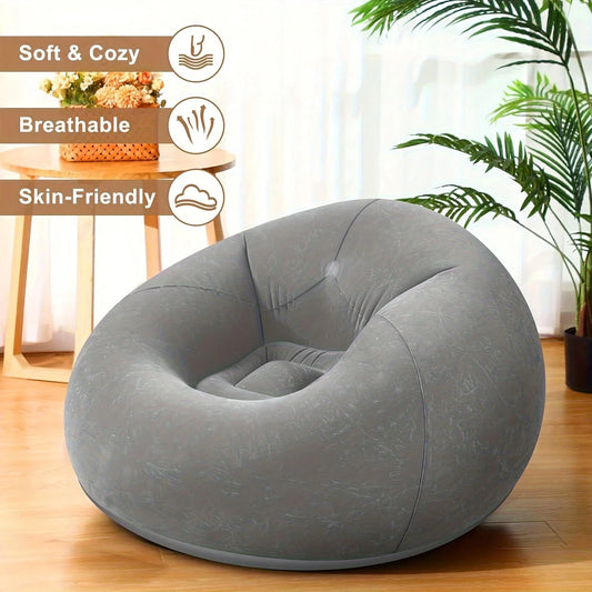 1pc Ultra-Cozy Tatami-Style Soybean Inflatable Chair, Holiday Essential Lounger Sofa For Relaxing At Home, Office & Outdoor Activities