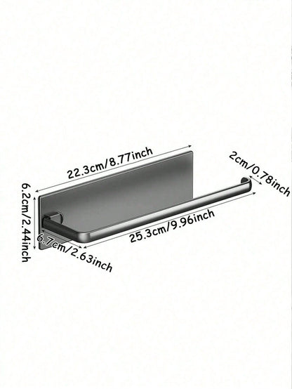 1Pc Under Cabinet Paper Towel Holder, Self-Adhesive Wall Mounted Dispenser For Kitchen, Space-Saving Hanging Storage Rack For Bathroom, Universal Sticky Roll Hanger Bar