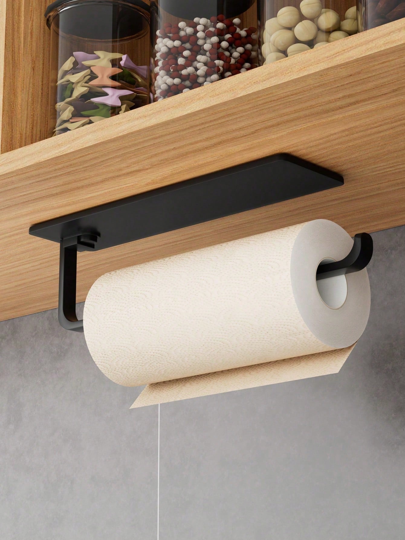 1Pc Under Cabinet Paper Towel Holder, Self-Adhesive Wall Mounted Dispenser For Kitchen, Space-Saving Hanging Storage Rack For Bathroom, Universal Sticky Roll Hanger Bar